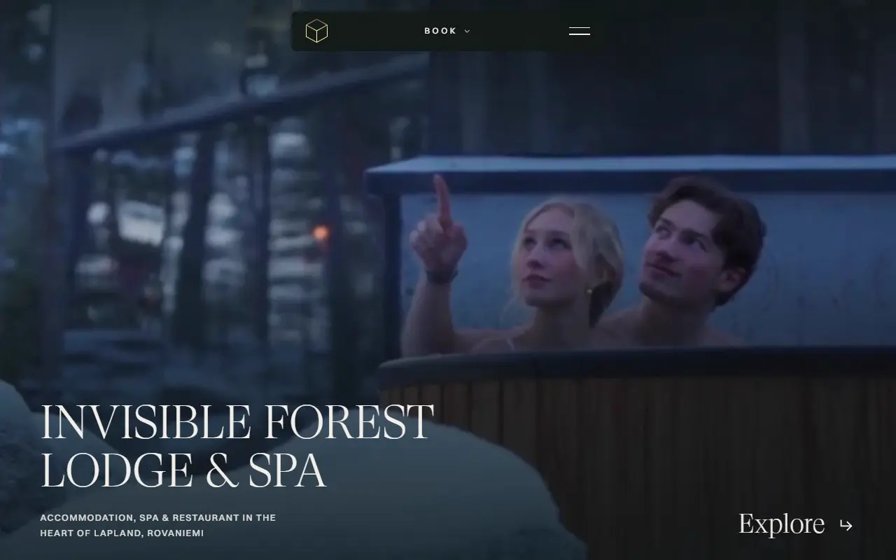 Invisible Forest Lodge, verkkosivujen etusivu